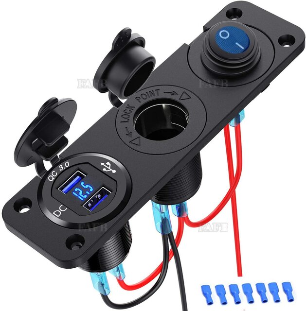 12 volt Quick charger socket USB and lighter plugs for phone tablet etc - picture 1