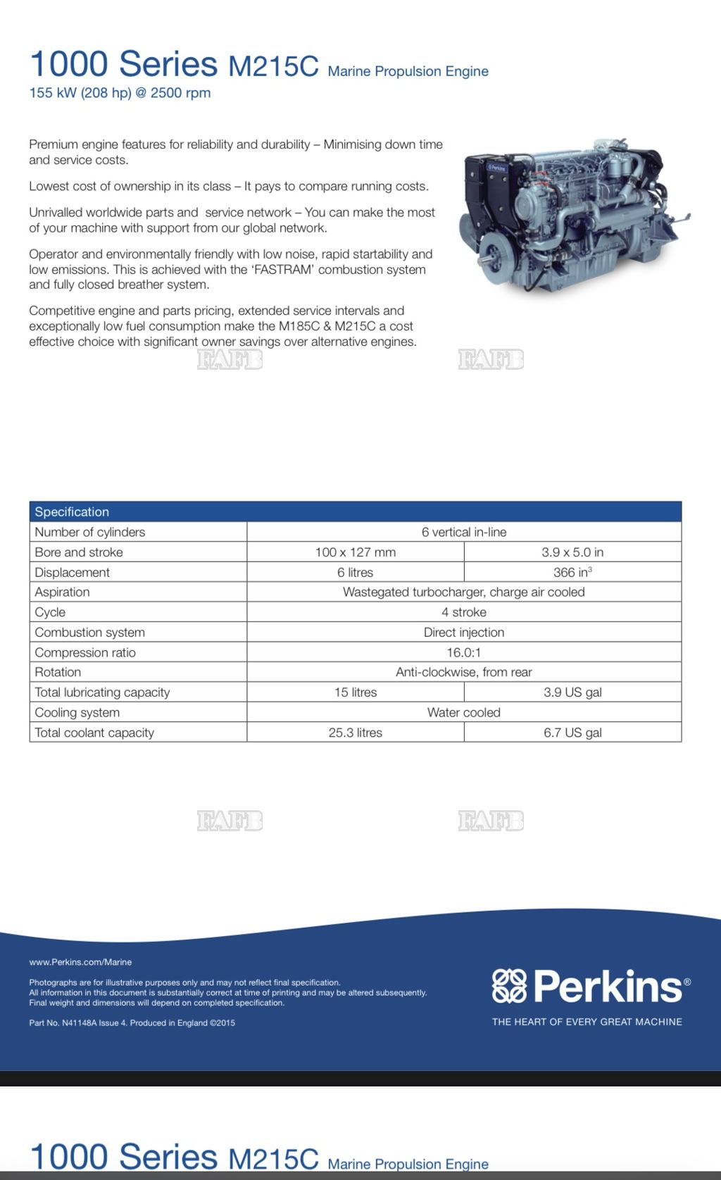 Perkins M215c + twin disc MG5050SC