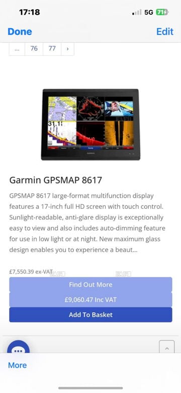 Garmin 17” touch, multi screen