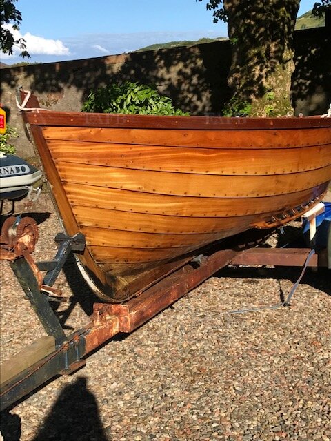 Wooden clinker sail boat